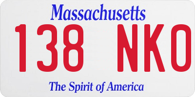 MA license plate 138NK0