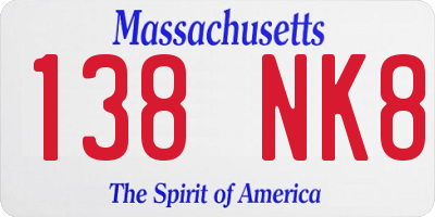 MA license plate 138NK8