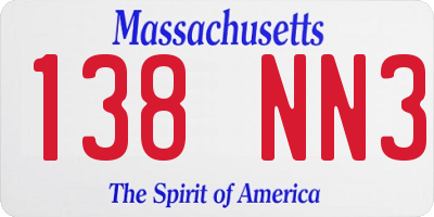 MA license plate 138NN3