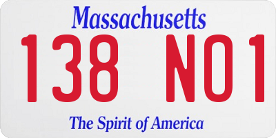 MA license plate 138NO1