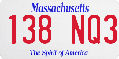 MA license plate 138NQ3