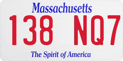 MA license plate 138NQ7