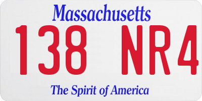 MA license plate 138NR4