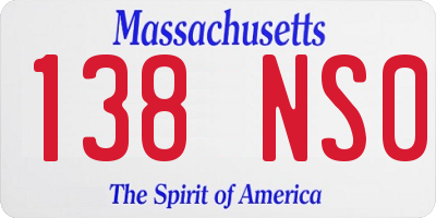 MA license plate 138NS0