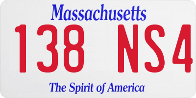MA license plate 138NS4