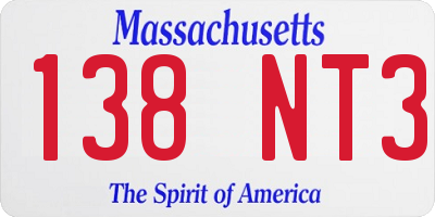 MA license plate 138NT3