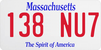 MA license plate 138NU7
