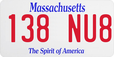 MA license plate 138NU8