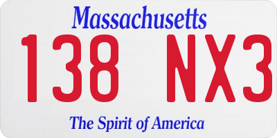 MA license plate 138NX3