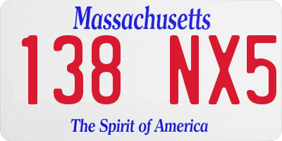 MA license plate 138NX5