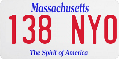 MA license plate 138NY0