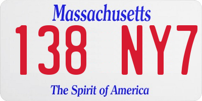 MA license plate 138NY7