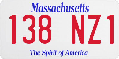 MA license plate 138NZ1