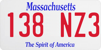 MA license plate 138NZ3