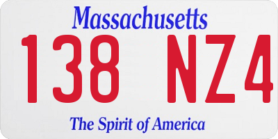 MA license plate 138NZ4