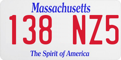 MA license plate 138NZ5
