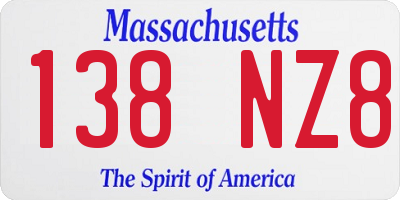 MA license plate 138NZ8