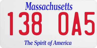 MA license plate 138OA5