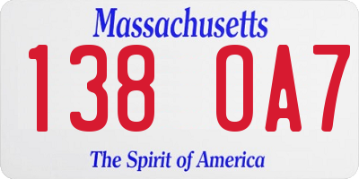 MA license plate 138OA7
