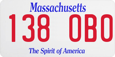 MA license plate 138OB0