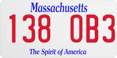 MA license plate 138OB3