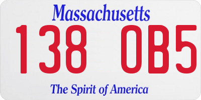 MA license plate 138OB5