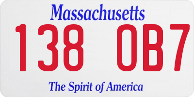 MA license plate 138OB7