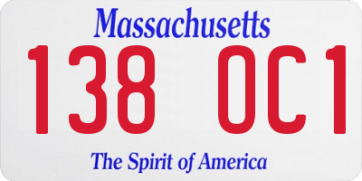 MA license plate 138OC1