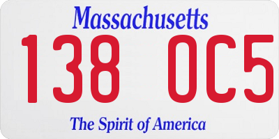 MA license plate 138OC5
