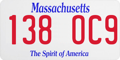 MA license plate 138OC9