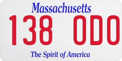 MA license plate 138OD0