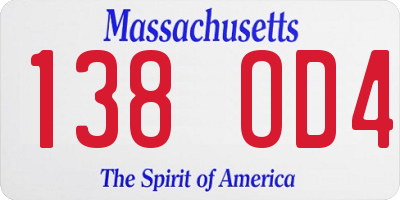 MA license plate 138OD4