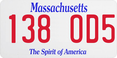MA license plate 138OD5
