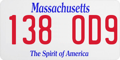 MA license plate 138OD9