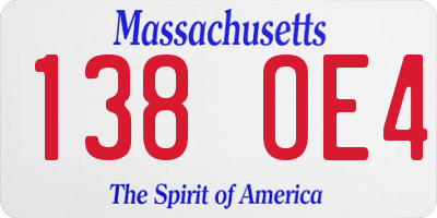MA license plate 138OE4