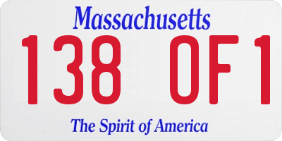 MA license plate 138OF1