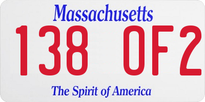 MA license plate 138OF2