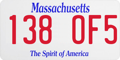 MA license plate 138OF5