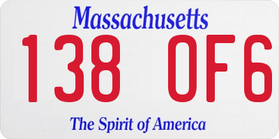 MA license plate 138OF6