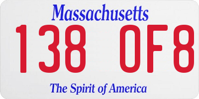 MA license plate 138OF8