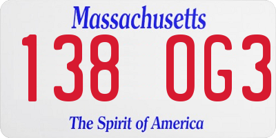 MA license plate 138OG3