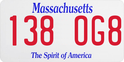 MA license plate 138OG8