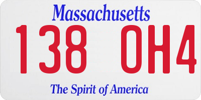 MA license plate 138OH4