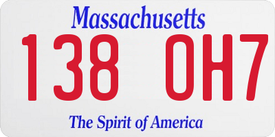 MA license plate 138OH7