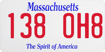 MA license plate 138OH8