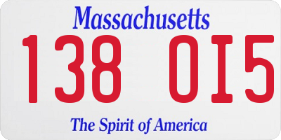 MA license plate 138OI5