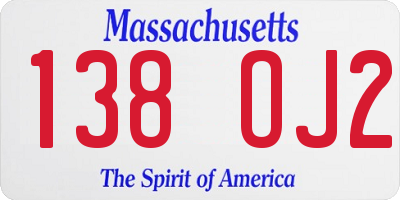 MA license plate 138OJ2