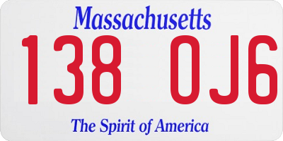MA license plate 138OJ6