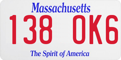MA license plate 138OK6