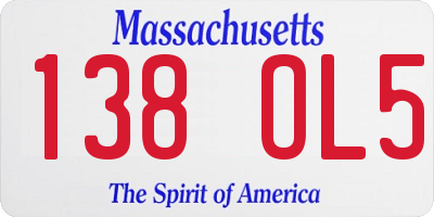 MA license plate 138OL5